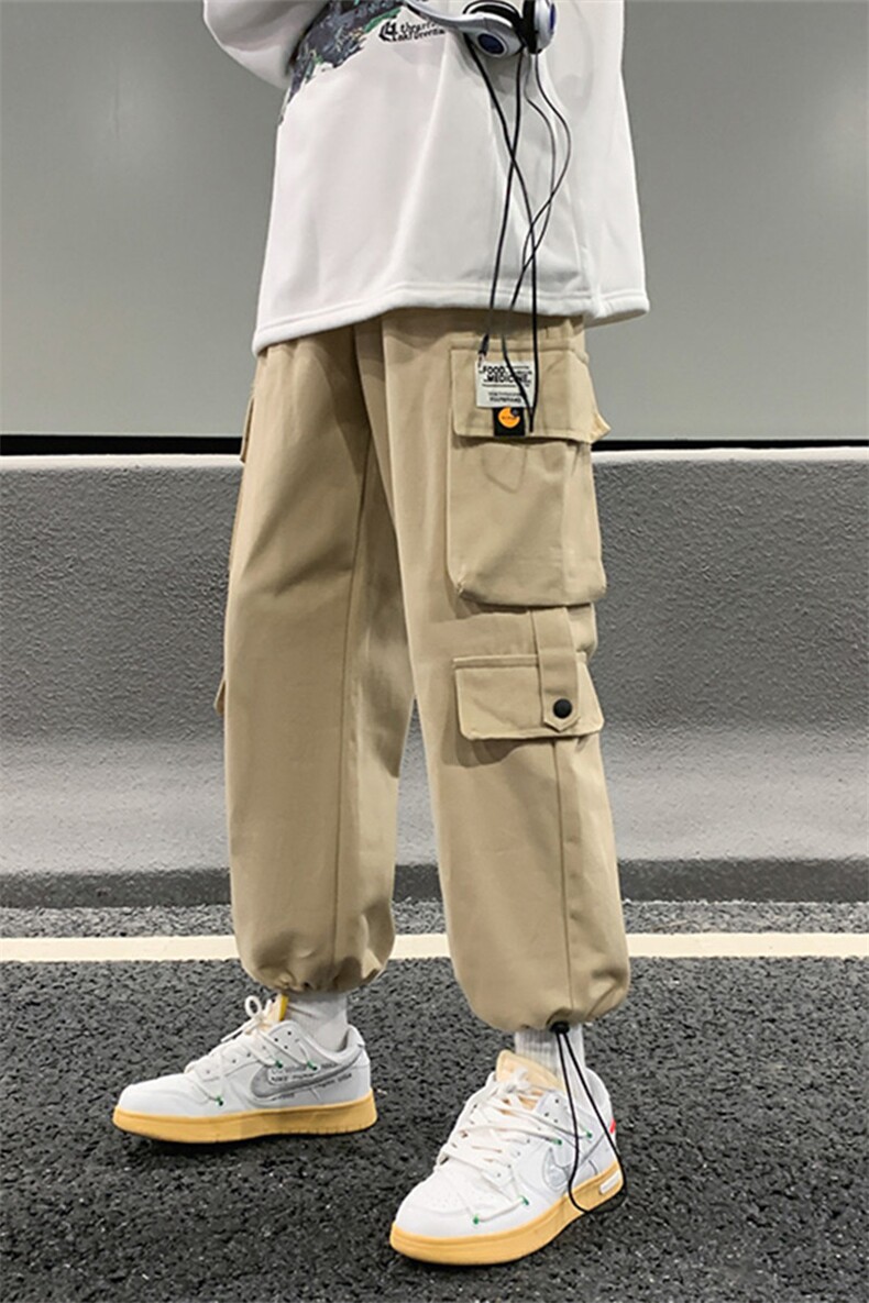 大码M-3XL秋冬港风宽松百搭休闲工装男多口袋束脚裤K1801-P35,男装休闲裤,星座512-2