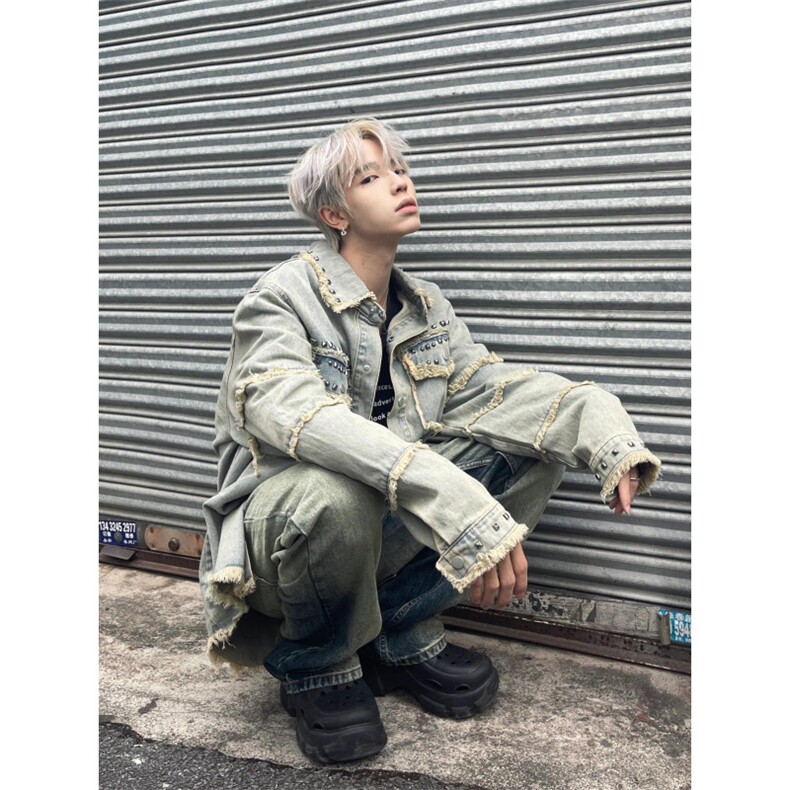 【有货】cleanfit毛边牛仔外套男款美式高街工装夹克CT01CC-P65,男装夹克,星座1007（原301D）