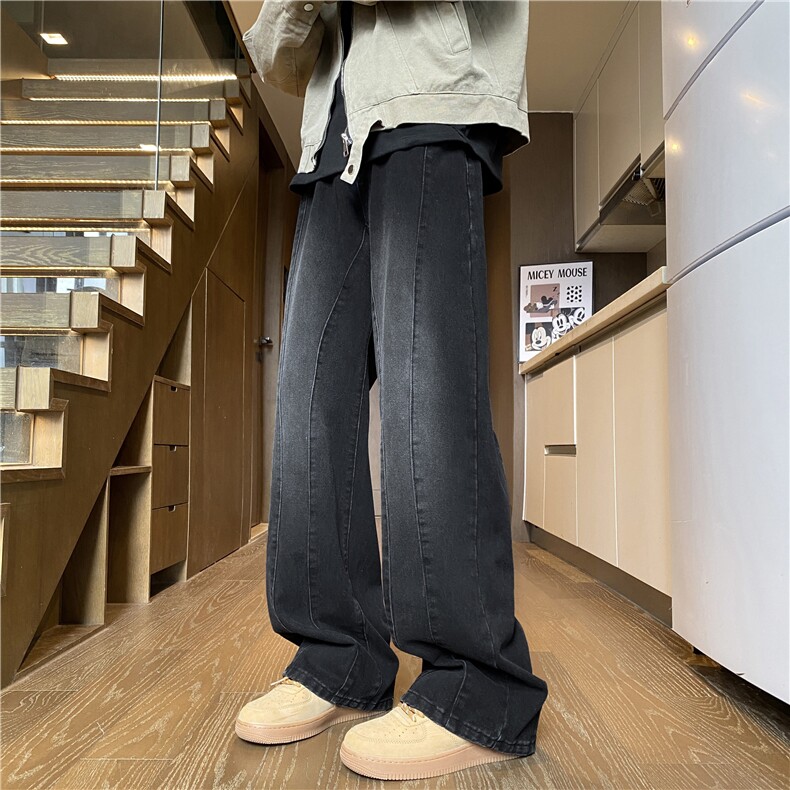 抖音品质秋季新款美式高街水洗潮流直筒牛仔裤B315-K129-p65控88图片