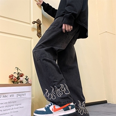 港风潮男秋季新款仔裤嘻哈ins潮高街潮流痞帅长裤N0822-P48，男装牛仔裤，星座308B-1