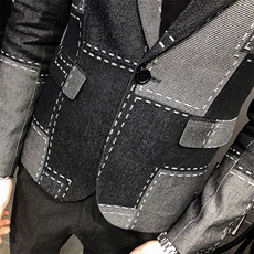 秋冬社会小伙牛仔夹克西装单西修身西服A236-XZ-210-P145，男装夹克，电商A236