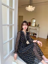 韩版时尚潮流优雅淑女气质甜美连衣裙，女装连衣裙，荷塘月色