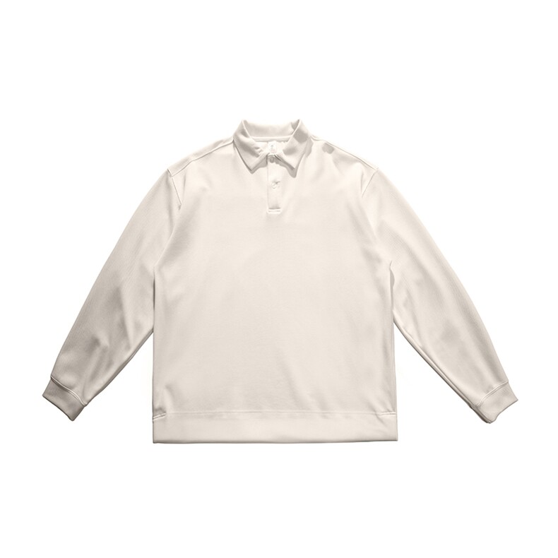 抖音得物高品质二开230克精梳珠地光版纯色宽松长袖T恤翻领POLO衫，男装T恤，电商A486