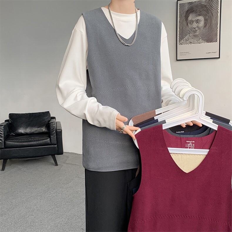 8XL-M德绒保暖背心男内穿加绒加厚无袖打底衫马甲BX1902P35,男装背心/马甲,电商D206-1