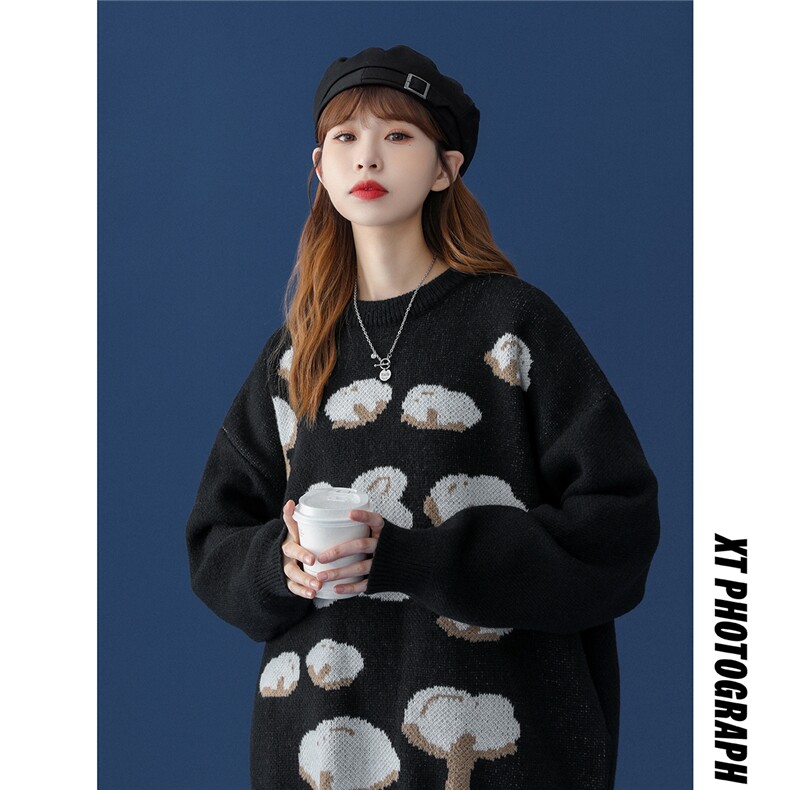 中性风22秋冬趣味图案圆领套头毛衣M01P68控88，男装针织衫/毛衣，A247A