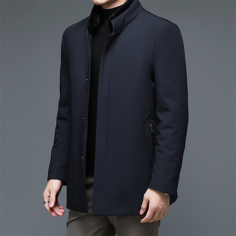 DW-f08冬季男士羽绒服可拆卸内胆水貂领外套男装翻领白鸭绒P339图片