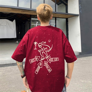 可48小时发货支持抖音得物来样二开 美式满天星亮片短袖T恤MTX661图片