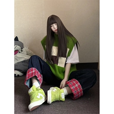 【有货】美式格子拼接卷边牛仔裤男女阔腿裤子高街NZ011HH-特P48，男装牛仔裤，星座1007（原301D）