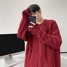 8XL-M圆领毛衣男秋冬慵懒风宽松情侣装麻花针织羊毛衫MY19004P68，男装针织衫/毛衣，电商B312