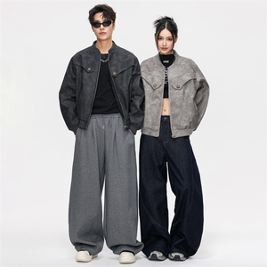 2025秋冬休闲百搭纯色棒球领夹克皮衣外套男女同款XY2512-P74图片