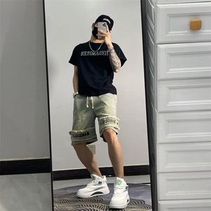夏季新款薄牛仔裤短裤潮男休闲宽松五分裤JD3308-P45图片