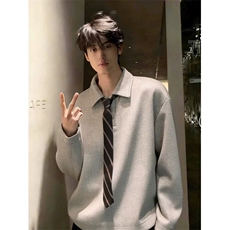 配领带翻领百搭卫衣ZW0161-特批45，男装卫衣，星座313A(原308A-2)