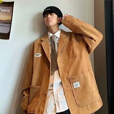 日系潮流气质新款灯芯绒西装外套文艺流行原宿百搭时尚慵懒，男装西服套装，星座1210-1