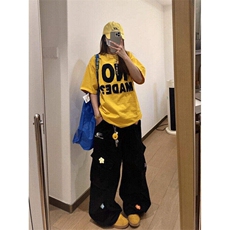 美式复古高街潮牌字母上衣夏季新款宽松短袖T恤男女青少年TTX18，男装T恤，星座208-5