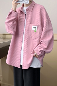 衬衫男秋季新款港风宽松大码提花长袖衬衣CS027-P45图片