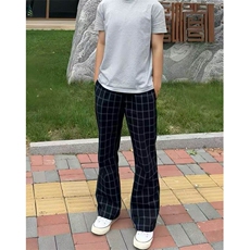 网图！美式复古格子裤基础款弯刀百搭休闲裤-EX50885-特批30，男装休闲裤，电商A061
