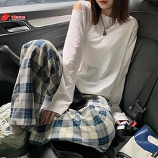 CT21-P30格子休闲裤子男女潮流秋冬季宽松显瘦百搭直筒裤中腰，男装休闲裤，电商B323A