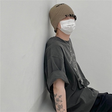 816B-T1032-P38纯棉！水洗韩港风复古美式潮牌T恤宽松情侣，男装T恤，星座816B