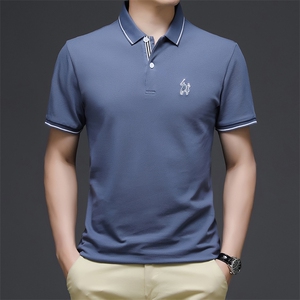 短袖t恤新款潮流中年男士翻领时尚polo纯棉宽松男装潮流休闲上衣图片