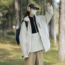 冬季三合一外套日系连帽男装青年夹克户外防水冲锋衣外套6152-P90，男装夹克，星座1403A
