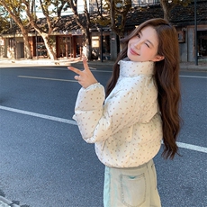 时尚欧货连帽羽绒服女2024新款小个子宽松减龄白鸭绒面包服短外套，女装羽绒服，浙宝281