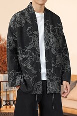 春夏新中式牛仔道袍龙纹唐装日系种风外套汉服开衫H335/P110，男装夹克，钱塘713
