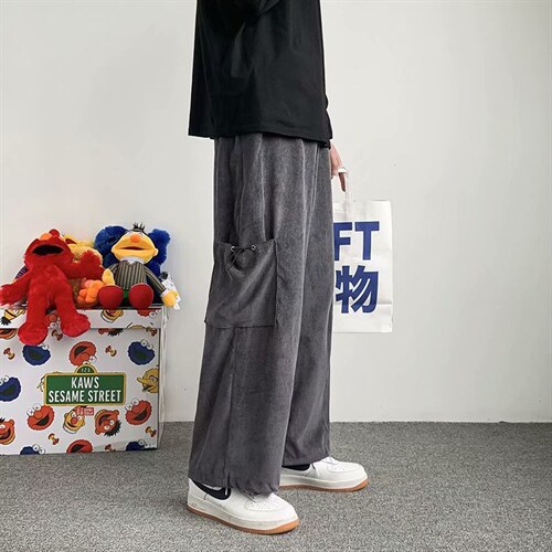ins网红休闲裤男直筒宽松坠感阔腿裤潮牌大口袋工装裤子AK298-P35,男装工装外套,星座1008-2
