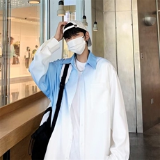 长袖衬衫外套男士春秋季百搭渐变衬衣服港风休闲衬衫CS117，男装衬衫，星座1116A-1（原606A）