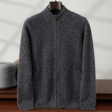 2025年秋季立领针织开衫时尚百搭，男装针织衫/毛衣，隆格羊绒