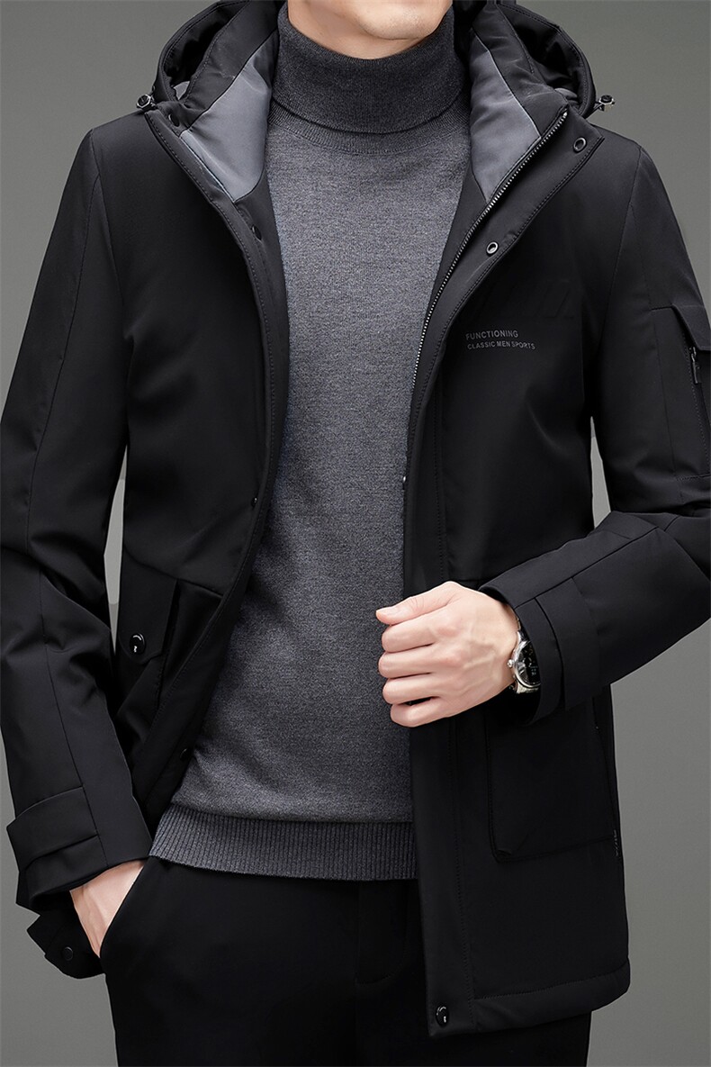 新款冬季白鸭绒羽绒服男中老年长款休闲羽绒外套MNSAY7032-P320,男装羽绒服,电商B212（原钱塘6029）