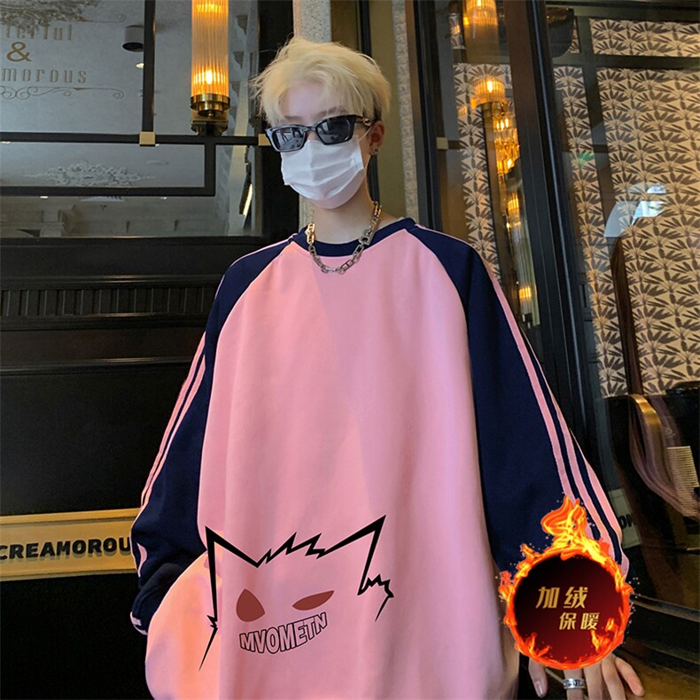 抖音得物供货提供视频秋冬重磅美式宽松织带圆领卫衣07157,男装卫衣,电商A486