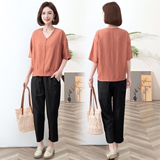 2024夏装新款时尚潮流简约气质舒适宽松两件套套装，女装套装/套裙，阿丹