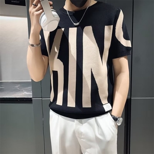 冰爽丝男秋冬短袖针织衫上衣修身圆领半袖男士内搭打底衫男M863,灰色小西装怎么搭配打底图片