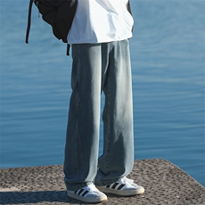 特批P40无差价夏秋衔接水洗阔腿牛仔裤男士痞帅潮牌拖地长裤N9083，男装牛仔裤，电商A001-1