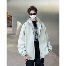 冬季毛领连帽棉服男宽松可拆卸内胆水洗帆布棉衣外套MR3002，男装棉衣，星座1116A-1（原606A）