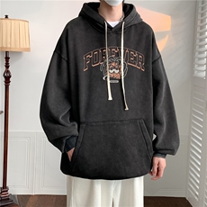 新款秋冬港风宽松连帽套头卫衣X5665-常规P70控88-加绒P80控98，男装卫衣，电商A061-1