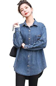 牛仔外套女春秋2023年新款大码宽松时尚短款衬衣妈妈薄款休闲上衣图片