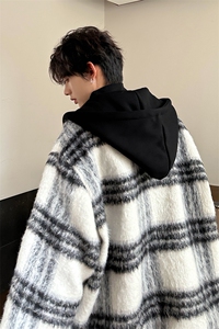 现货 秋季粗格子连帽男大休闲百搭夹克外套男  A071-L16-P108图片