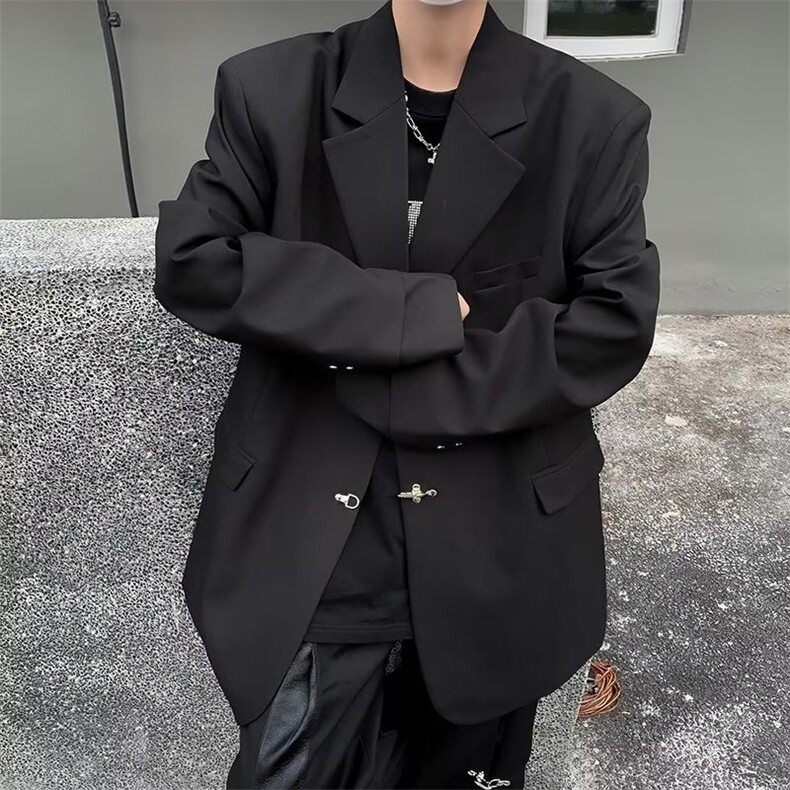 2023情侣春秋季美式复古西装外套男潮牌宽松设计感西服图片