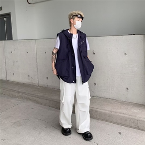 工装马甲男夏美式潮牌户外机能潮百搭外穿休闲连帽外套W5780-P49图片