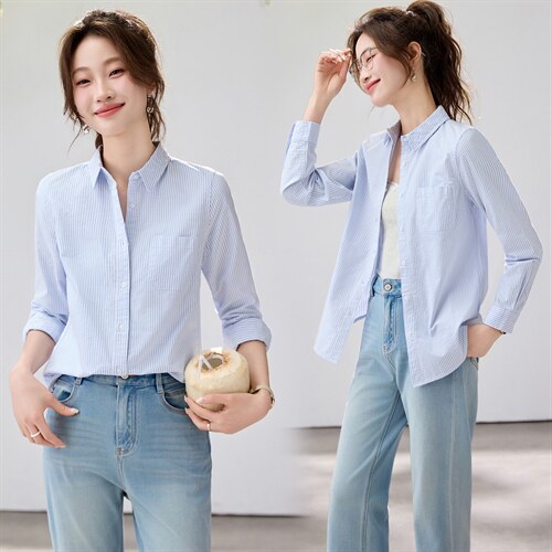 2026春夏新款白色衬衫女宽松显瘦通勤百搭衬衣韩系简约温柔气质，女装衬衫，艾米
