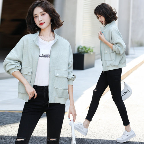 白色夹克短外套女2023春秋新款宽松休闲洋气百搭工装卫衣开衫上衣图片