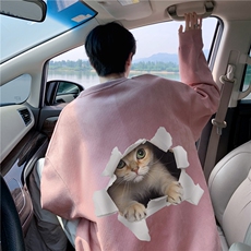 抖音得物高品质猫咪印花麂皮绒宽松圆领卫衣wyjp5002-特p35控69，男装卫衣，星座605(原A050)