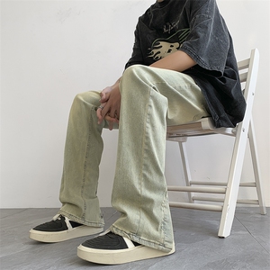 现货！加大码弹力排扣牛仔裤泥黄纯色长裤 310A-2 BK330 P60 控78图片