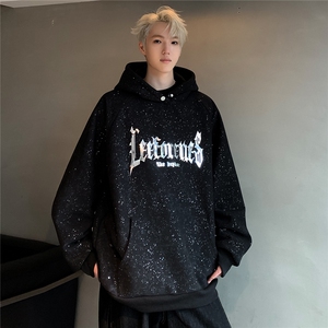 现货  早秋新款满天星连帽卫衣字母印花美式复古宽松外套W88-P68图片