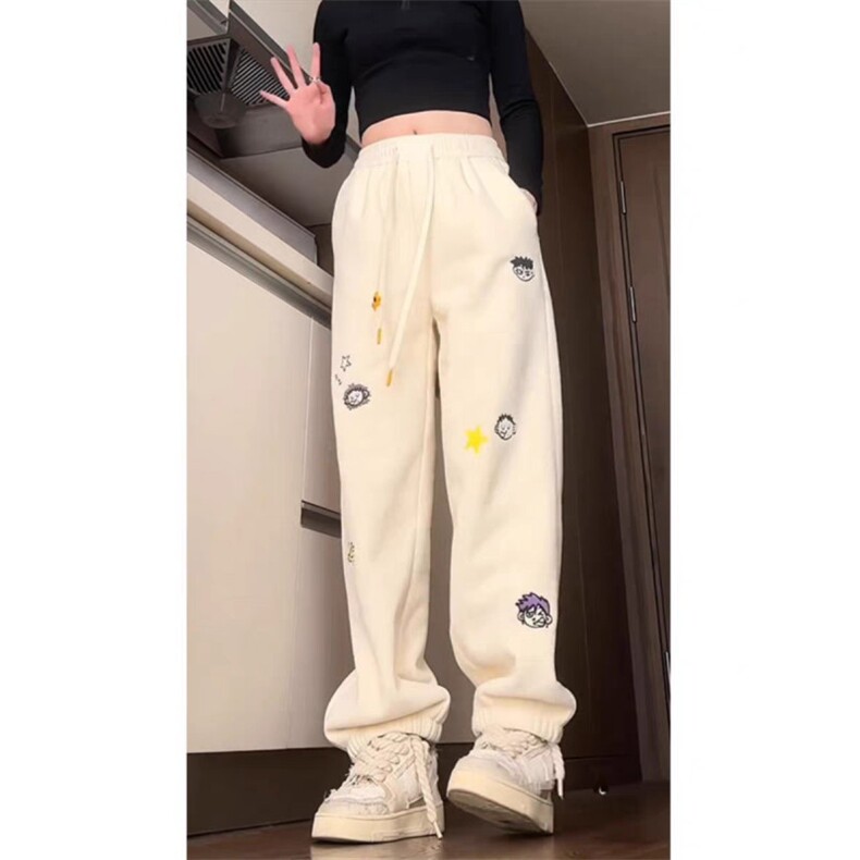 AK1753-P52新款韩版加绒加厚奥粒绒刺绣束脚卫裤,男装休闲裤,星座617A-2
