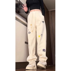AK1753-P52新款韩版加绒加厚奥粒绒刺绣束脚卫裤，男装休闲裤，星座617A-2