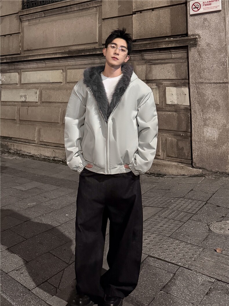 高品质原创双面穿座山雕冬季棉服短款cleanfit保暖加厚毛领外套,男装棉衣,星座903-1