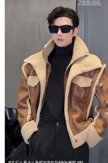 冬季美式机车美拉德复古皮毛一体夹克棉服外套男M137-P165(网图），男装夹克，电商B267