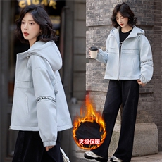 2025年冬季设计款连帽棉服短款休闲棉服，女装棉衣/棉服，依路服饰